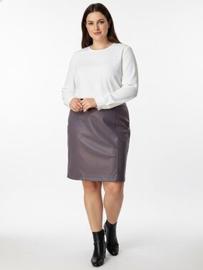 🎀 Addition Elle Plus-Size Faux Leather Pencil Skirt in Deep Lilac Size 18 NWT